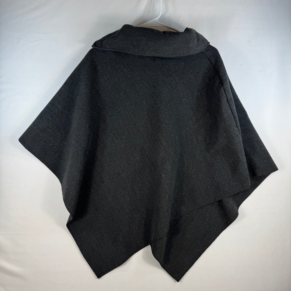 Piazza Italia Anthracite Gray Button Cowl Neck Poncho Wrap Made in Italy L XL - Picture 2 of 6